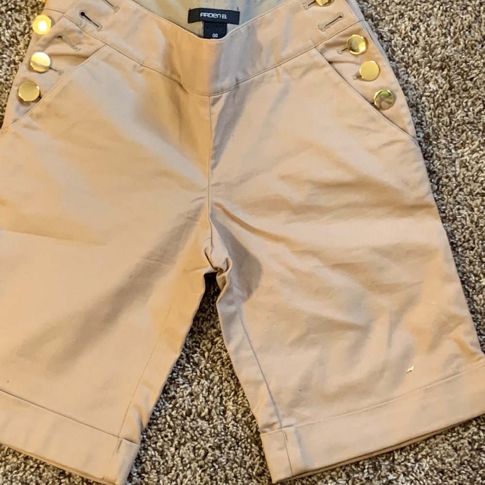 Beige shorts w/ gold buttons